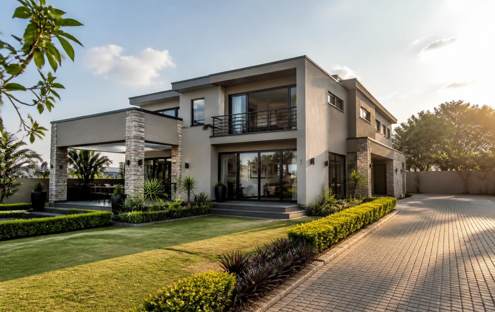 Modern family home with landscaped garden in Zambia